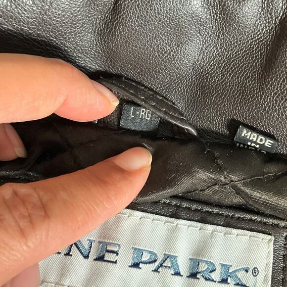 Vintage Irvine Park Genuine Leather Bomber Jacket Brown Full Zip Button Closure - Picture 7 of 14